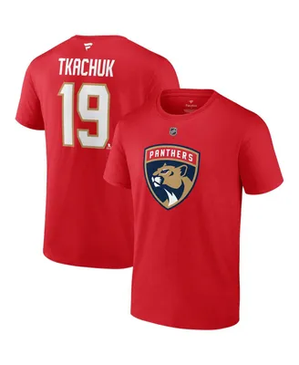 Men's Fanatics Matthew Tkachuk Red Florida Panthers Authentic Stack Name and Number T-shirt