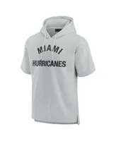 Men's and Women's Fanatics Signature Gray Miami Hurricanes Super Soft Fleece Short Sleeve Pullover Hoodie