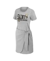 Women's Wear by Erin Andrews Heather Gray New Orleans Saints Knotted T-shirt Dress