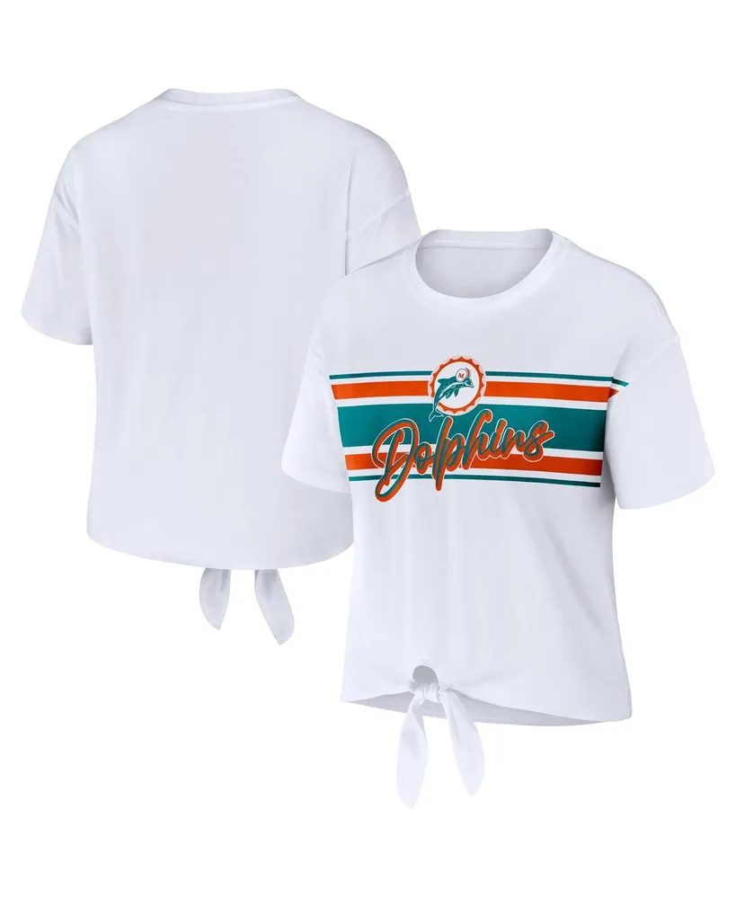 Miami Dolphins WEAR by Erin Andrews Women's Domestic Cropped Long Sleeve  T-Shirt - White