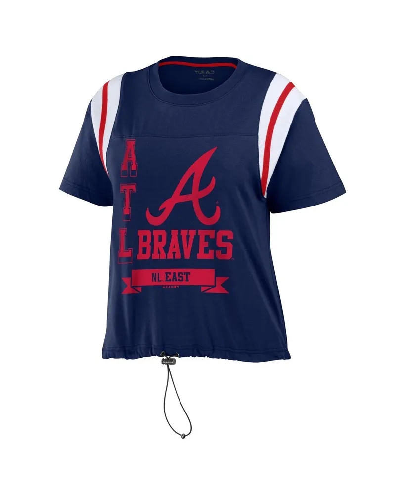 Women's Wear by Erin Andrews Navy Atlanta Braves Cinched Colorblock T-shirt
