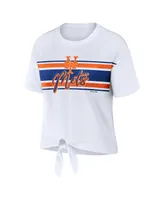 Women's Wear by Erin Andrews White New York Mets Front Tie T-shirt