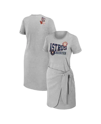 Women's Wear by Erin Andrews Heather Gray Houston Astros Plus Size Knotted T-shirt Dress