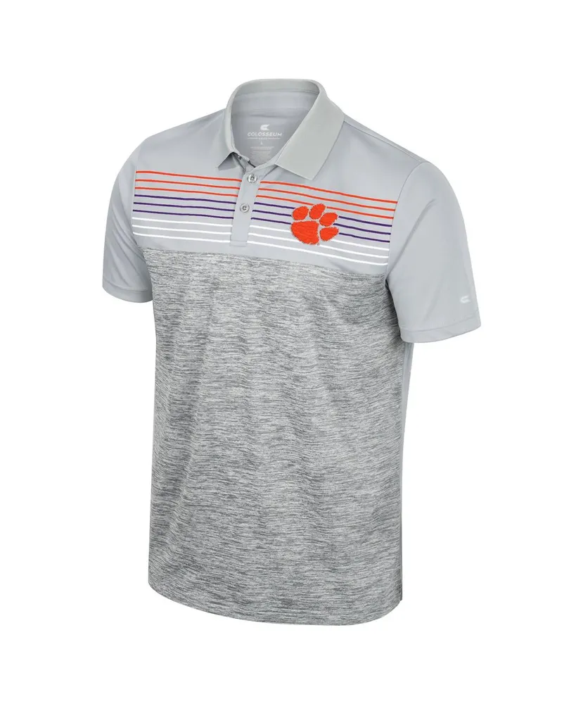 Men's Colosseum Gray Clemson Tigers Cybernetic Polo Shirt