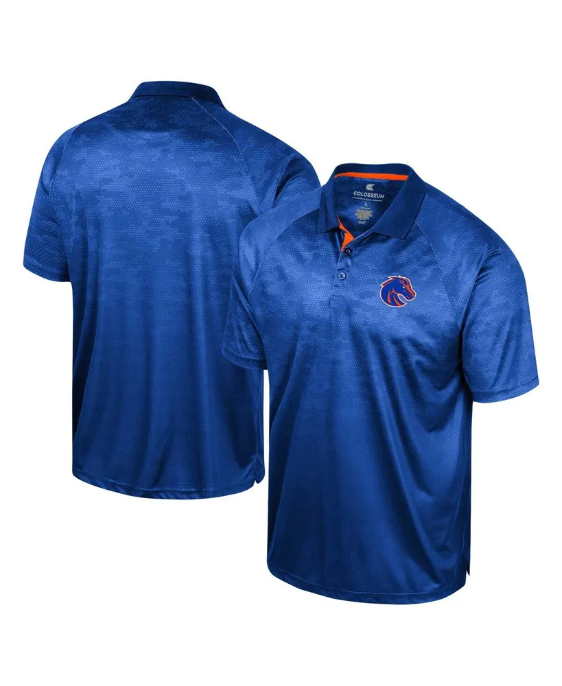 Men's Colosseum Royal Boise State Broncos Honeycomb Raglan Polo Shirt