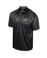 Men's Colosseum Black Missouri Tigers Honeycomb Raglan Polo Shirt