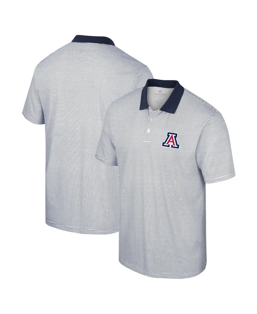 Men's Colosseum White, Navy Arizona Wildcats Print Stripe Polo Shirt