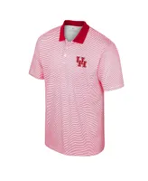 Men's Colosseum White Houston Cougars Print Stripe Polo Shirt