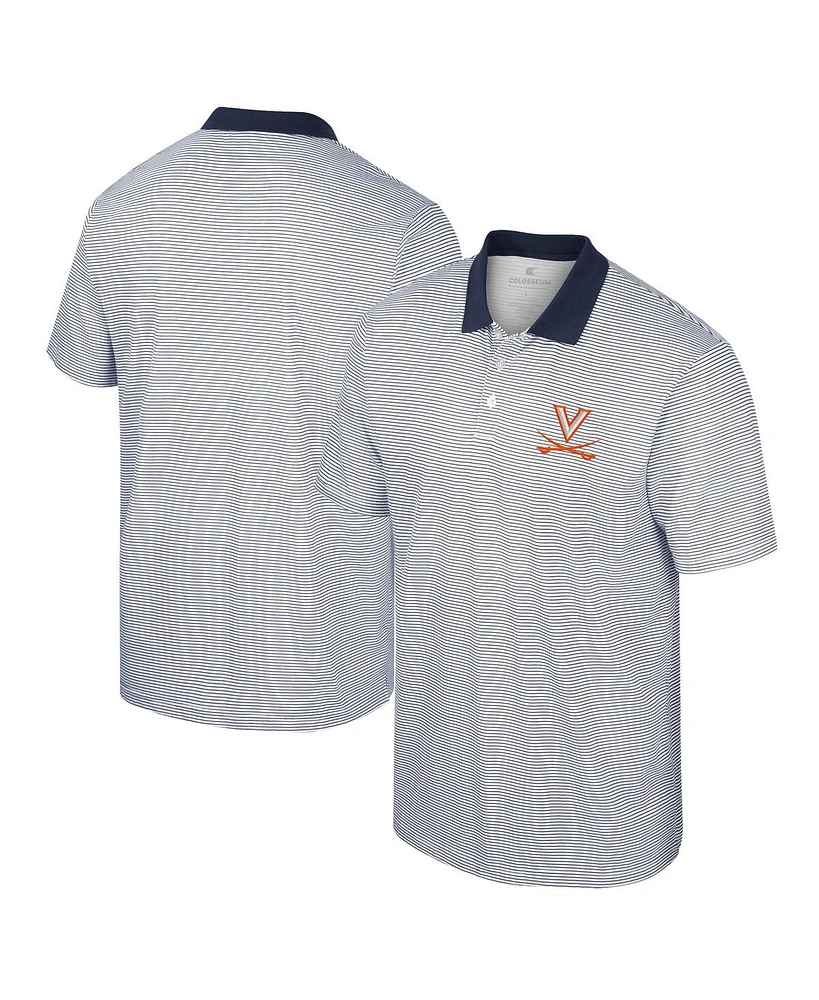 Men's Colosseum White, Navy Virginia Cavaliers Print Stripe Polo Shirt