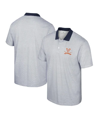 Men's Colosseum White, Navy Virginia Cavaliers Print Stripe Polo Shirt