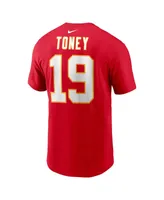 Men's Nike Kadarius Toney Red Kansas City Chiefs Player Name and Number T-shirt