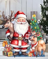 Designocracy Santa with Reindeers 32" Outdoor Christmas Lawn Decor G. DeBrekht