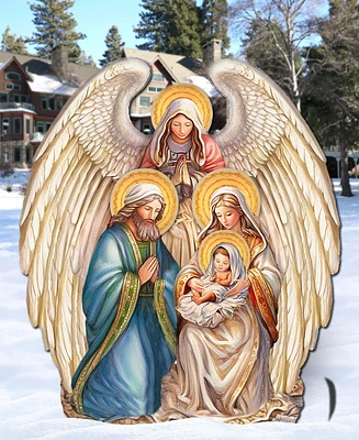 Designocracy Nativity with Angel 32" Outdoor Christmas Free Standing Garden Decor G. DeBrekht