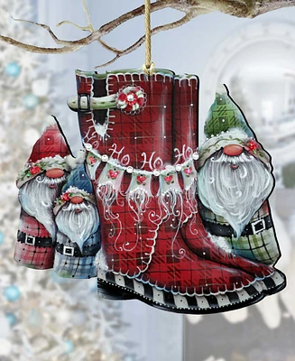 Designocracy Hello Christmas Boots Christmas Wooden Ornaments Holiday Decor J. Mills-Price