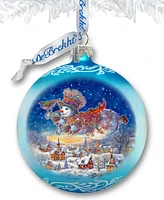 Designocracy Winter Skies Adventure Ball Mercury Christmas Glass Ornaments G. DeBrekht