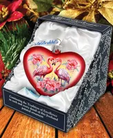 Designocracy Flamingo Love Heart Holiday Mercury Glass Ornaments G. DeBrekht