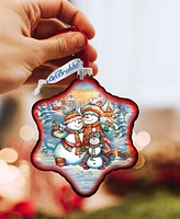 Designocracy Cheerful Snowmen Snowflake Mercury Christmas Glass Ornaments G. DeBrekht