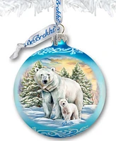 Designocracy Polar Bear with Cub Ball Holiday Mercury Glass Ornaments G. DeBrekht