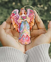 Designocracy Floral Angel Christmas Wooden Ornaments Holiday Decor G. DeBrekht