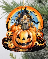 Designocracy Holiday Wooden Ornaments Haunted House Home Decor G. DeBrekht