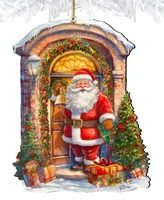 Designocracy Knocking the Door Santa Christmas Wooden Ornaments Holiday Decor G. DeBrekht