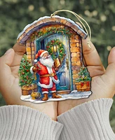 Designocracy Joyful Moments at the Doorstep Christmas Wooden Ornaments G. DeBrekht