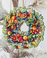 Designocracy Holiday Wooden Ornaments Summer Harvest Fruit Wreath Home Decor G. DeBrekht