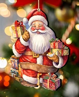 Designocracy Merry Delivery Santa with Gifts Christmas Wooden Ornaments G. DeBrekht