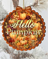 Designocracy Holiday Wooden Ornaments Hello Pumpkin Home Decor G. DeBrekht