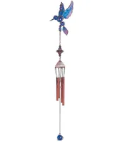 23" Long Blue Hummingbird Copper and Gem Wind Chime