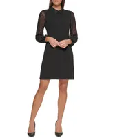 Tommy Hilfiger Petite Clip-Dot Layered-Look Dress