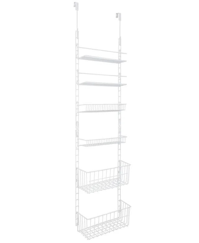 Smart Design Over The Door Adjustable Pantry Organizer Rack w/ 6 Adjustable Shelves - Steel