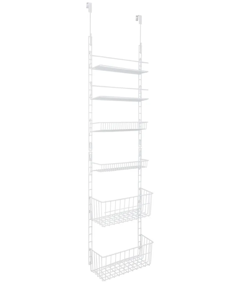 Smart Design Over The Door Adjustable Pantry Organizer Rack w/ 6 Adjustable Shelves - Steel