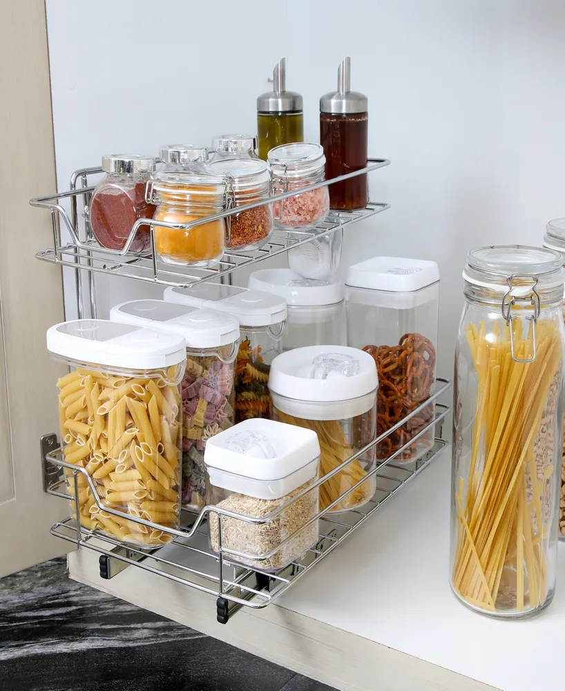 2 Tier Pull Out Cabinet Organizer (14W x 18D), Pull out Drawers