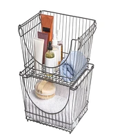 Smart Design Set of 6 Large Stacking Baskets with Handles, 12.5" x 8.5"