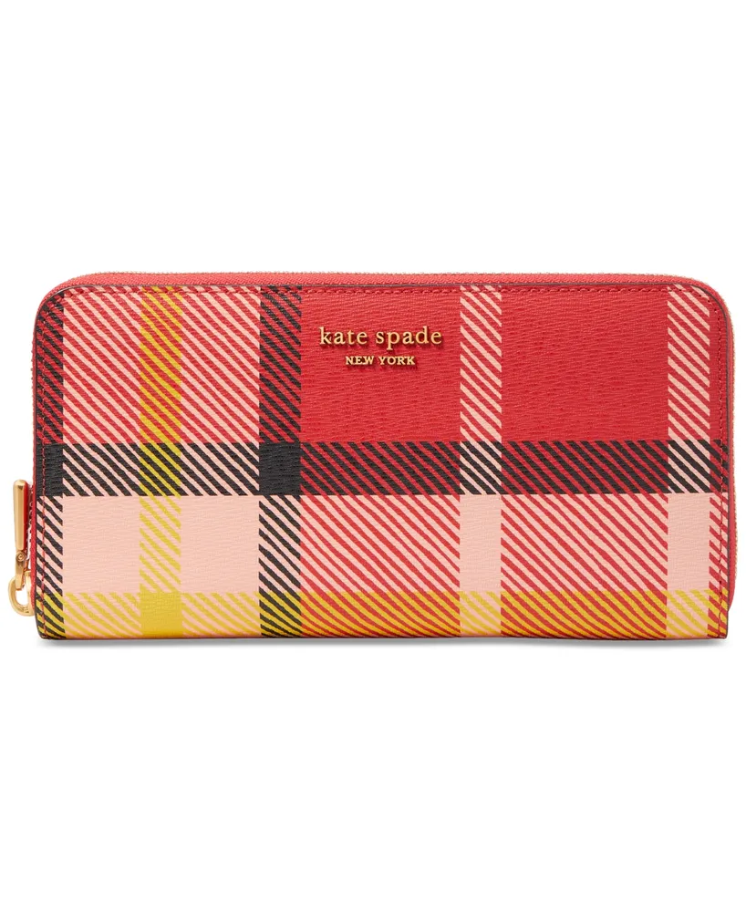 kate spade new york Morgan Small Houndstooth Saffiano Leather Slim Bifold  Wallet