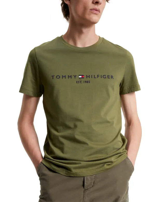 Bend The Embroidered T-Shirt Shops Slim-Fit | at Crewneck Men\'s Hilfiger Tommy Willow Logo