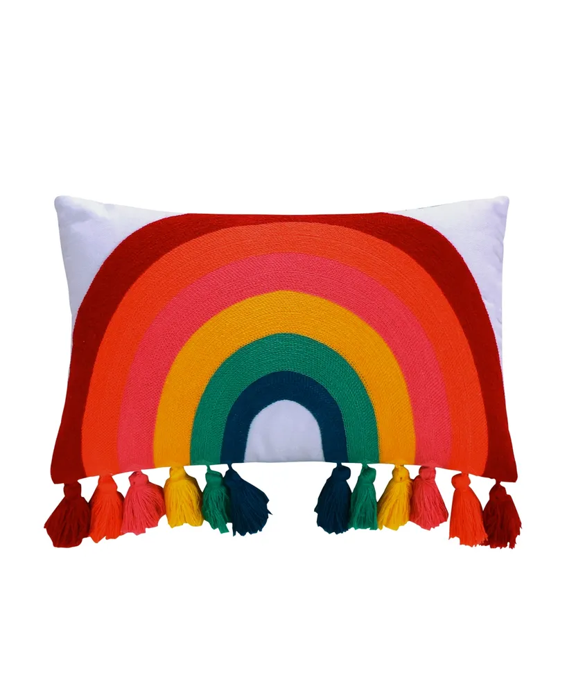 Levtex Art Boema Chantal Rainbow Fringe Decorative Pillow, 11" x 18"