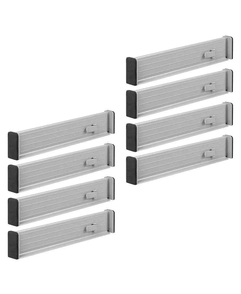 mDesign Expandable Dresser Drawer Divider with Foam Ends - 8 Pack Gray/Black