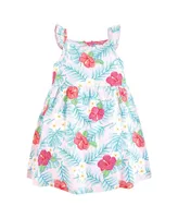 Hudson Baby Toddler Girls Cotton Dresses, Tropical Floral, 5