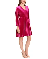 London Times Women's Dolman-Sleeve Velvet Fit & Flare Dress