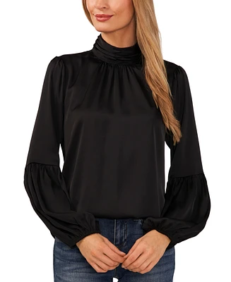 CeCe Women's Blouson-Sleeve Mock-Neck Blouse