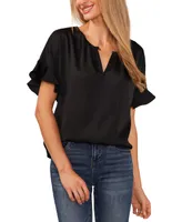 CeCe Women's Short-Sleeve Flutter Blouse