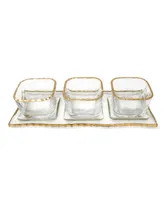 3 Bowl Relish Dish on Tray with Gold-Tone Rim, 4 Piece Set