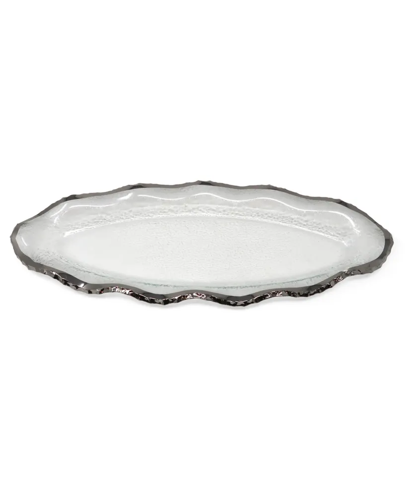 Glass Plate with Silver-Tone Scalloped Rim