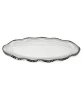 Glass Plate with Silver-Tone Scalloped Rim