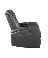 White Label Bryce 36" Power Reclining Chair with Wireless Charger, Cooling Cup-Holder, Storage Arms, Speakers, Led Light and Usb Port