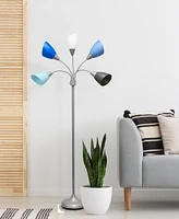 Simple Designs 5 Light Adjustable Gooseneck Floor Lamp with Shades