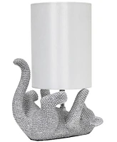 All The Rages 12.6" Diamond Studded Rhinestone Look Kitty Cat Feline Kids Desk Nightstand Table Lamp with Faux Silk Fabric Shade