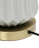 All The Rages 25" Classic Fluted Ceramic and Metal Table Lamp with White Fabric Shade for Bedside Desk Foyer End table Dresser Dining Room